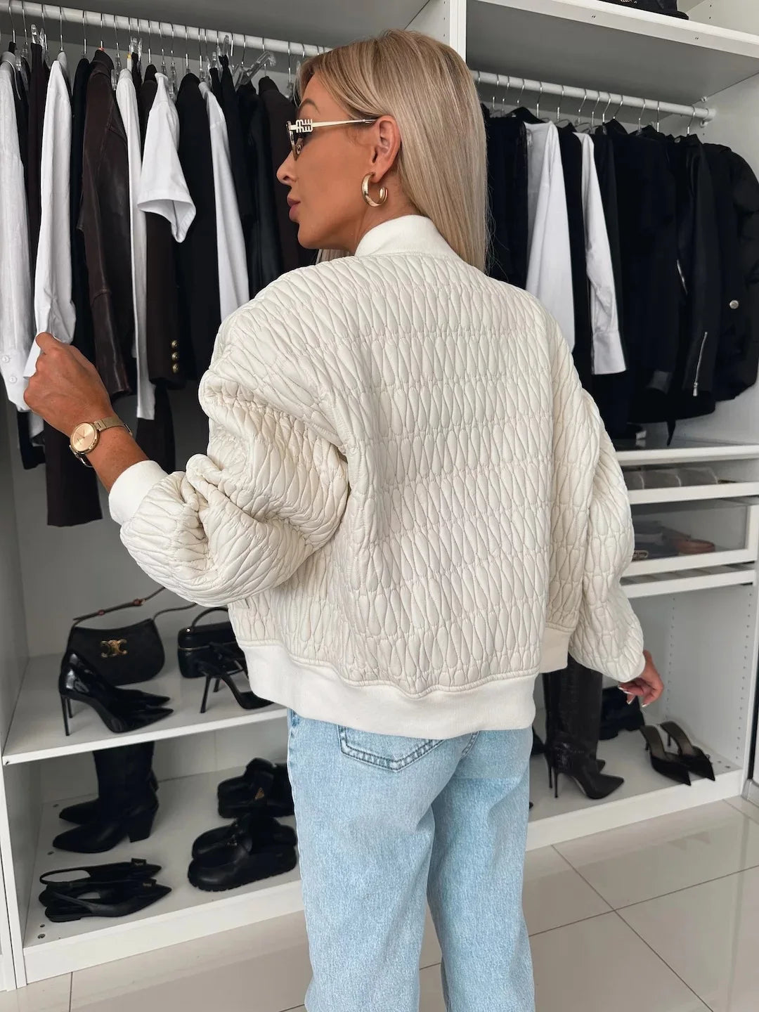 Kennedy | Quilted Zip-Up Bomber Jacket