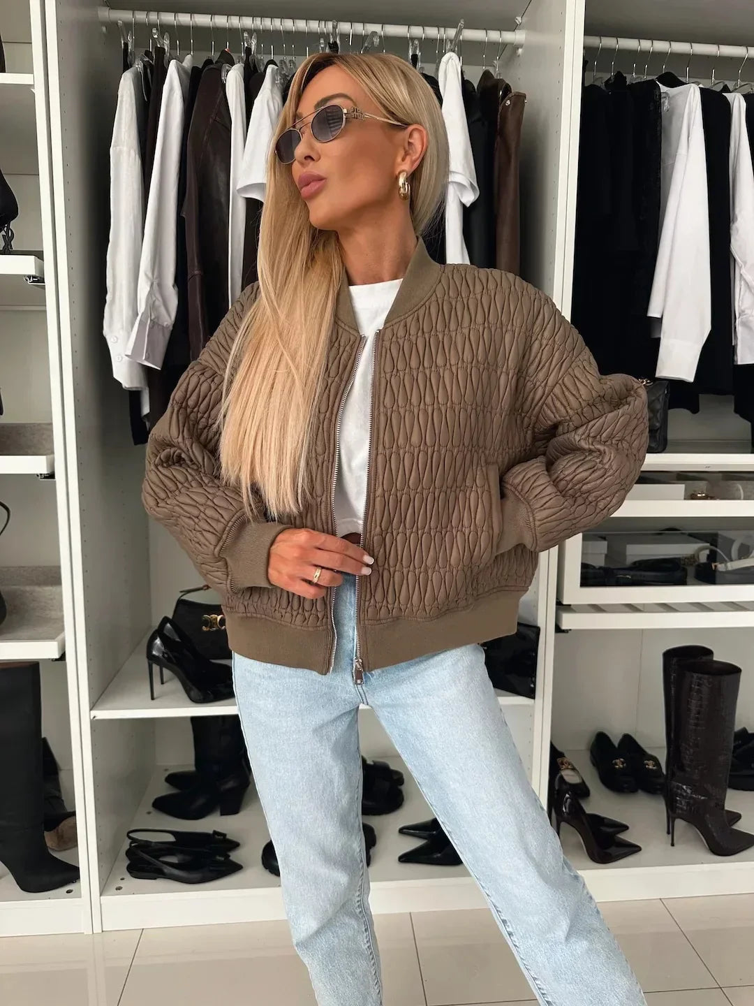 Kennedy | Quilted Zip-Up Bomber Jacket