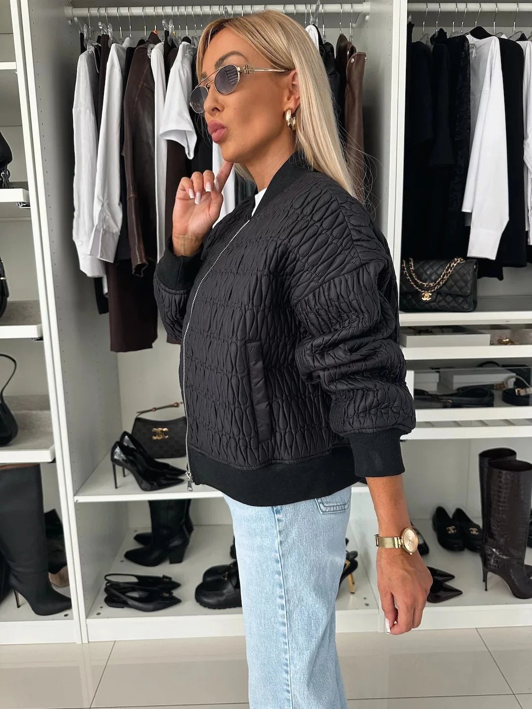 Kennedy | Quilted Zip-Up Bomber Jacket