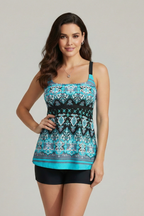 Kira | Printed Relaxed Fit Tankini Set with Shorts