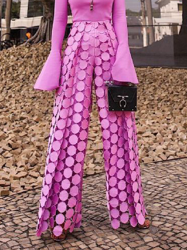 Lara | High Waist Wide Leg Polka Dot Pants