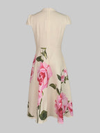 Laura | Skinny Fit Flower Print Stand Collar Midi Dress