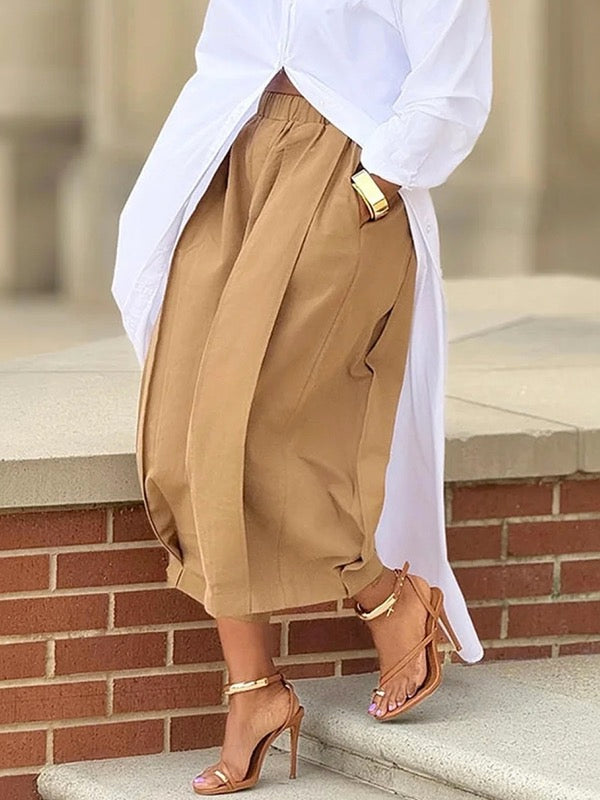 Leandra | Loose Fit Cropped Cotton Capri Pants