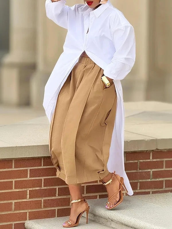 Leandra | Loose Fit Cropped Cotton Capri Pants