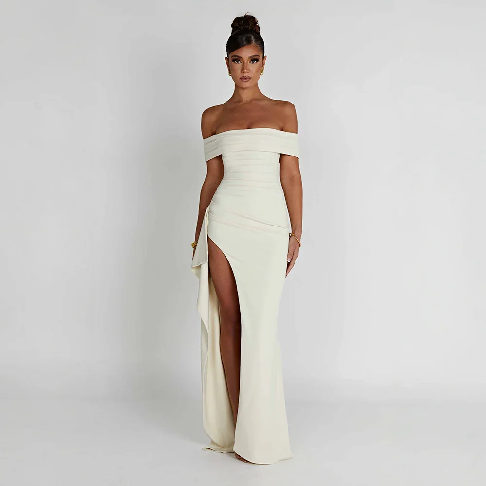 Leia | Off-Shoulder Split Maxi Dress