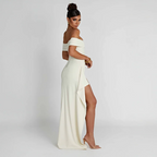 Leia | Off-Shoulder Split Maxi Dress
