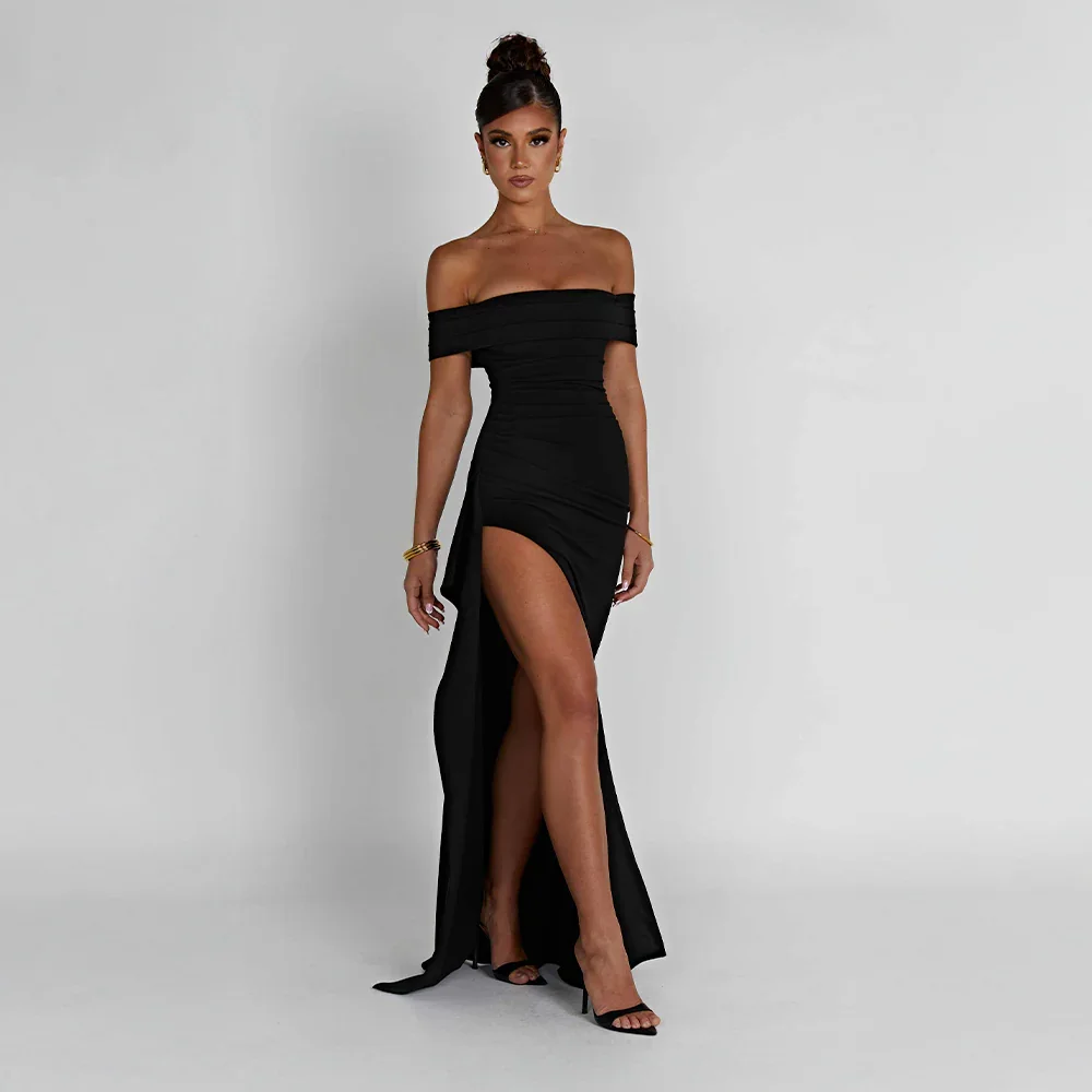 Leia | Off-Shoulder Split Maxi Dress