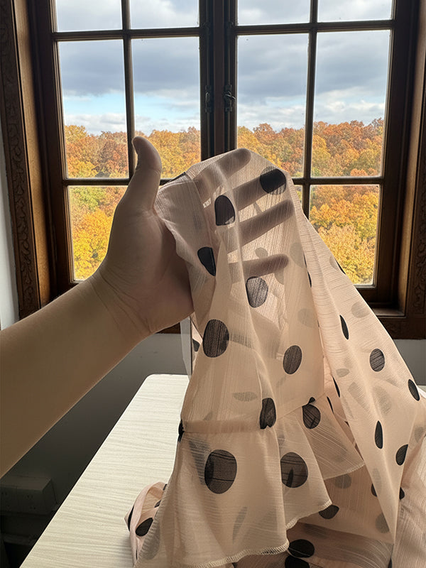 Leila | Loose Fit Long Sleeve Polka Dot Ruffle Blouse