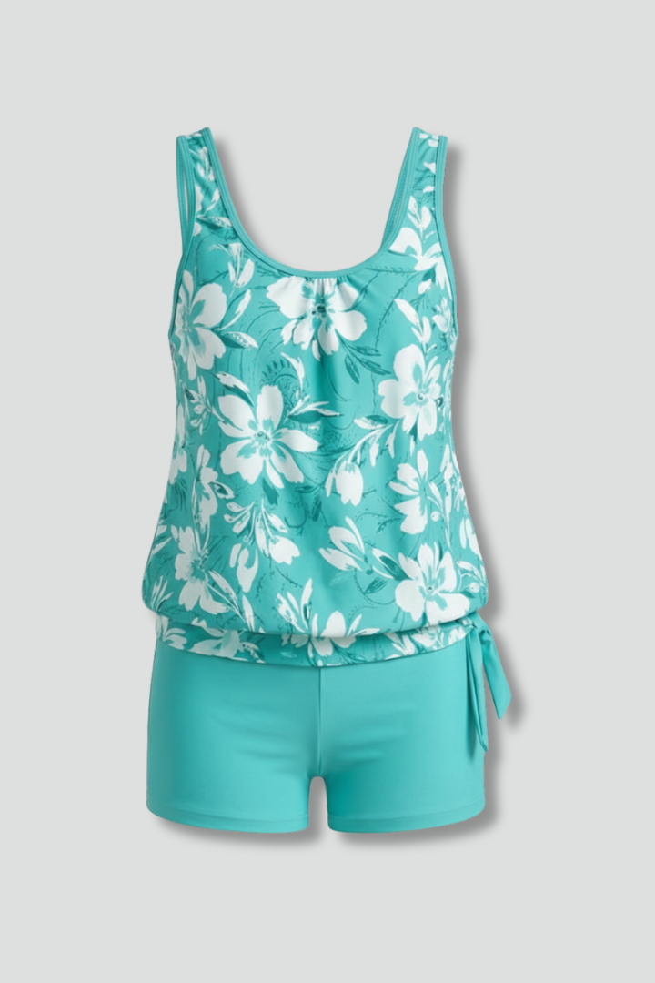 Lena | Relaxed Fit Printed Tankini Set with Shorts