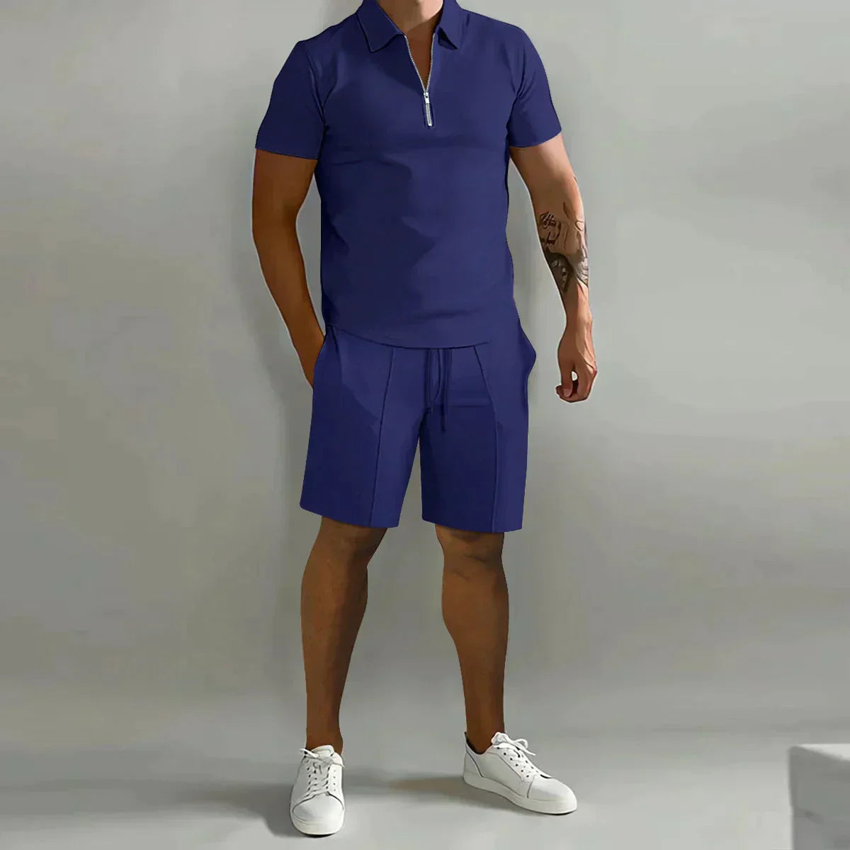 Levi | Relaxed Fit Zip Polo Shirt and Shorts Set
