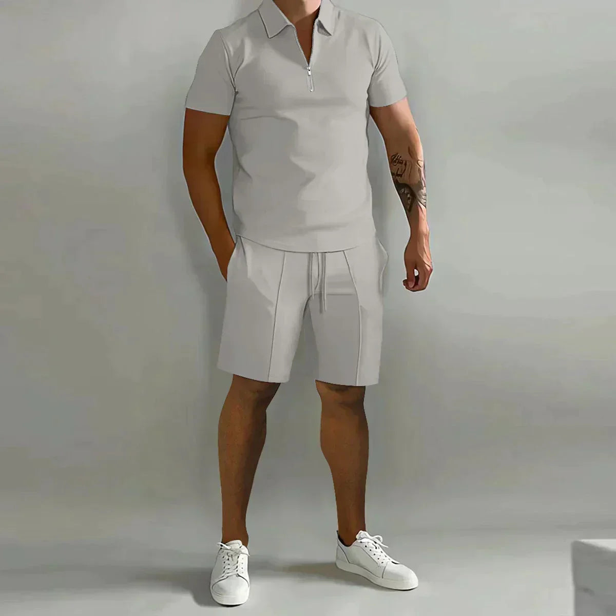 Levi | Relaxed Fit Zip Polo Shirt and Shorts Set