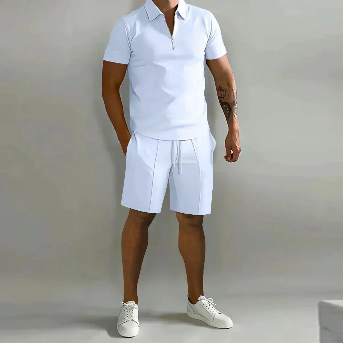 Levi | Relaxed Fit Zip Polo Shirt and Shorts Set
