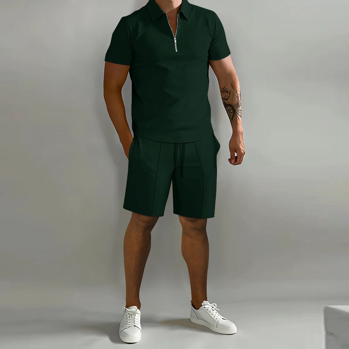 Levi | Relaxed Fit Zip Polo Shirt and Shorts Set