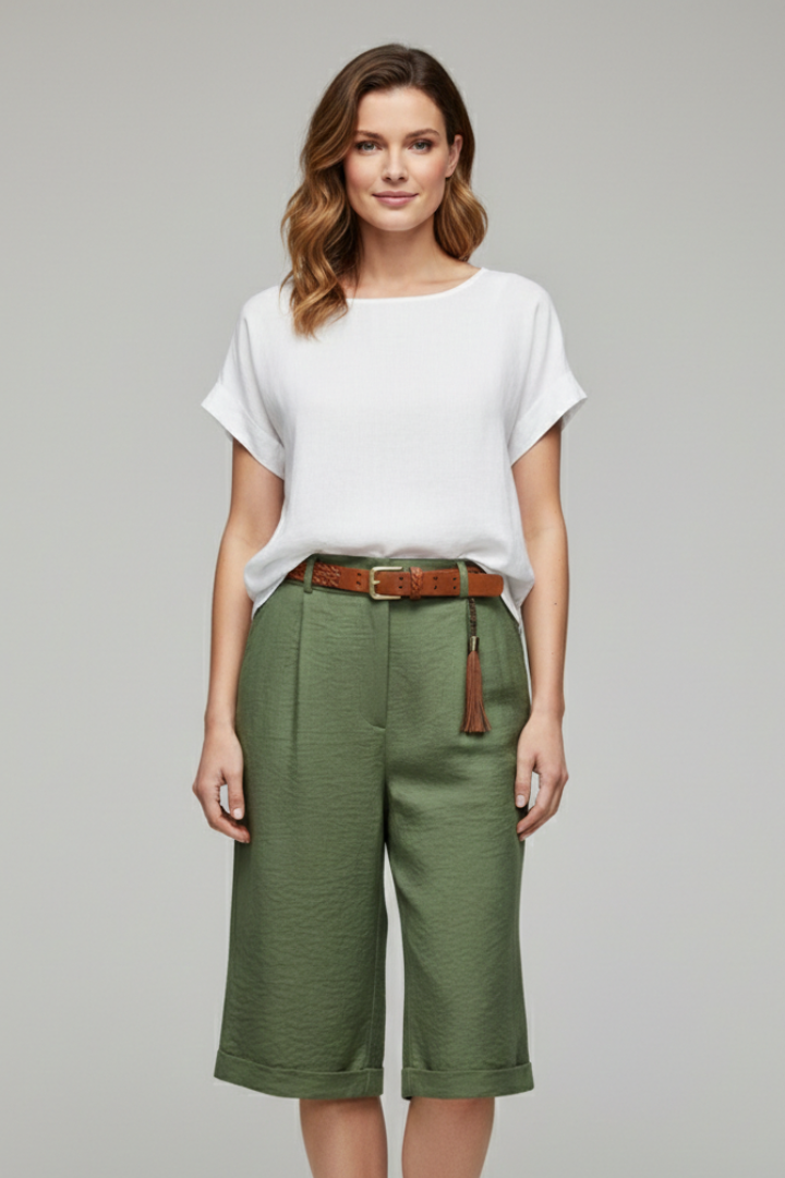 Lidia | High Waist Tailored Cuffed Shorts