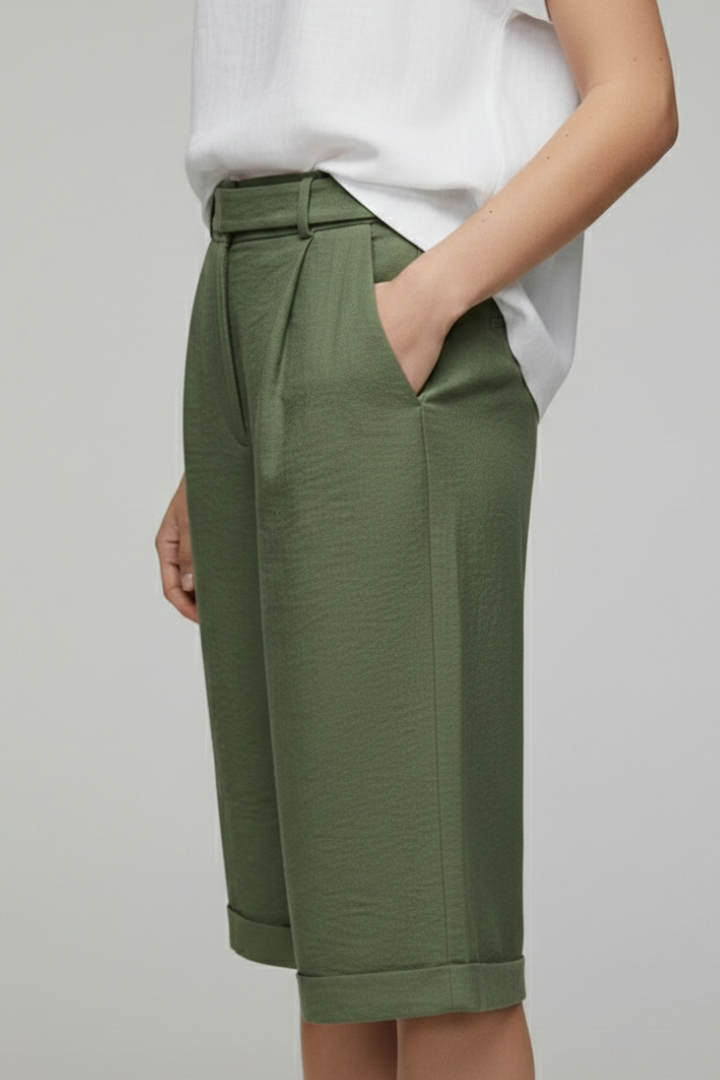 Lidia | High Waist Tailored Cuffed Shorts