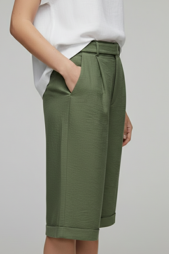 Lidia | High Waist Tailored Cuffed Shorts
