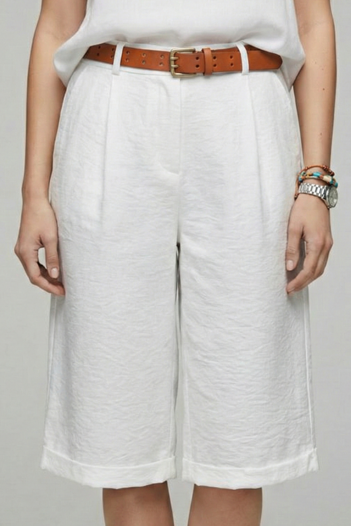 Lidia | High Waist Tailored Cuffed Shorts