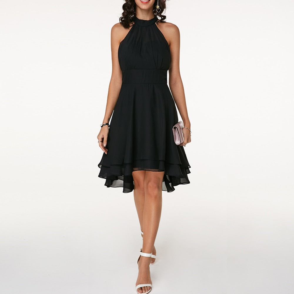 Liv | Sleeveless Halter Neck Midi Dress