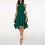 Liv | Sleeveless Halter Neck Midi Dress