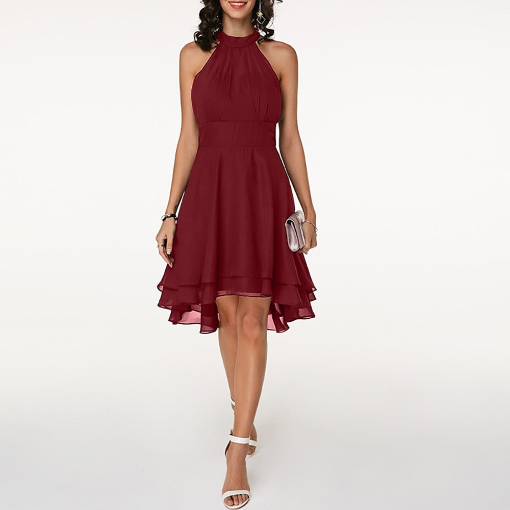 Liv | Sleeveless Halter Neck Midi Dress