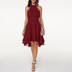 Liv | Sleeveless Halter Neck Midi Dress