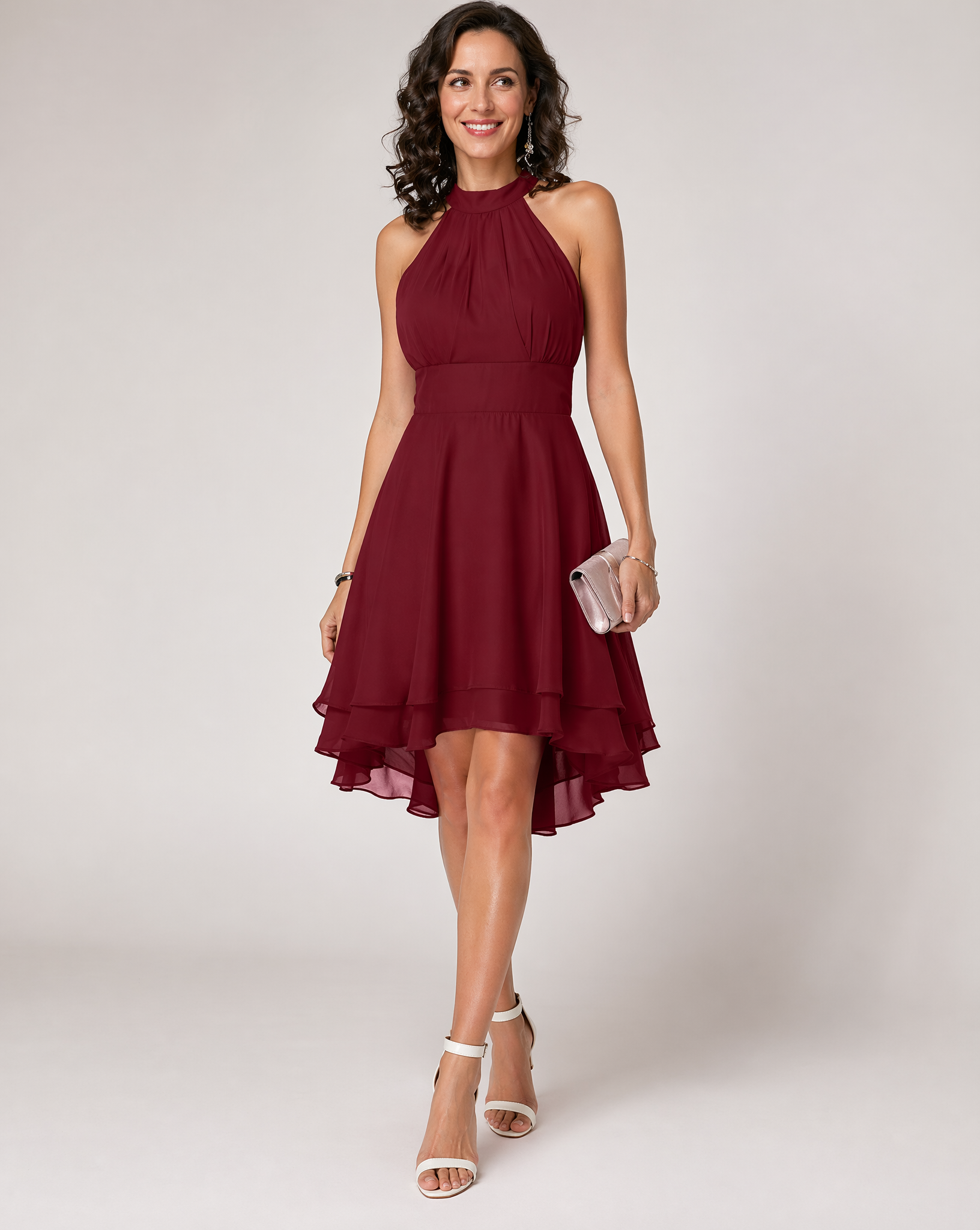 Liv | Sleeveless Halter Neck Midi Dress