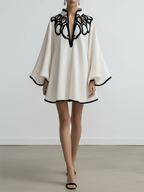 Lorelei | Loose Fit Mini Dress With Flared Sleeves And Stand Collar