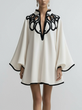 Lorelei | Loose Fit Mini Dress With Flared Sleeves And Stand Collar