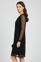 Lorelei | V-Neck Fit and Flare Dress with Sequin Sleeves