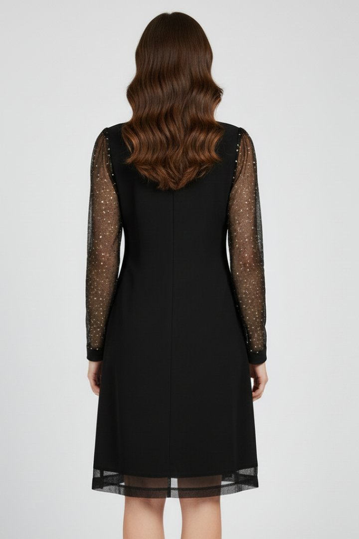 Lorelei | V-Neck Fit and Flare Dress with Sequin Sleeves
