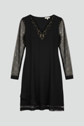 Lorelei | V-Neck Fit and Flare Dress with Sequin Sleeves