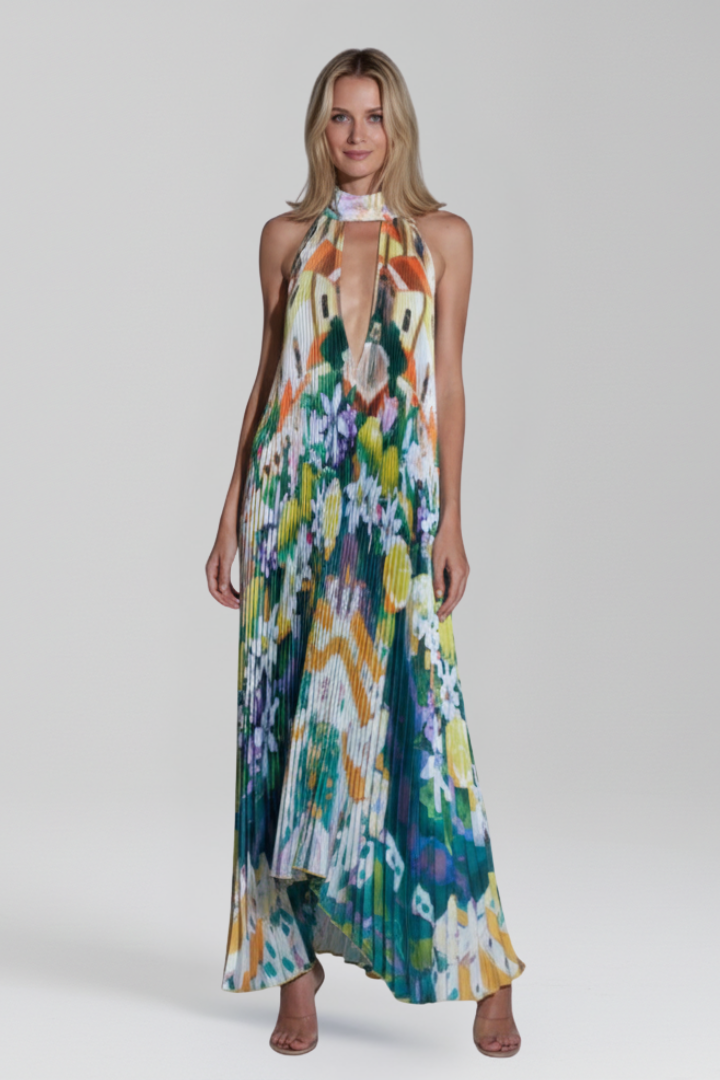 Lucia | Sleeveless Pleated Maxi Dress