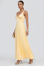 Luciana | V-Neck Pleated Maxi Dress