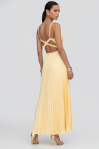 Luciana | V-Neck Pleated Maxi Dress