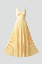 Luciana | V-Neck Pleated Maxi Dress