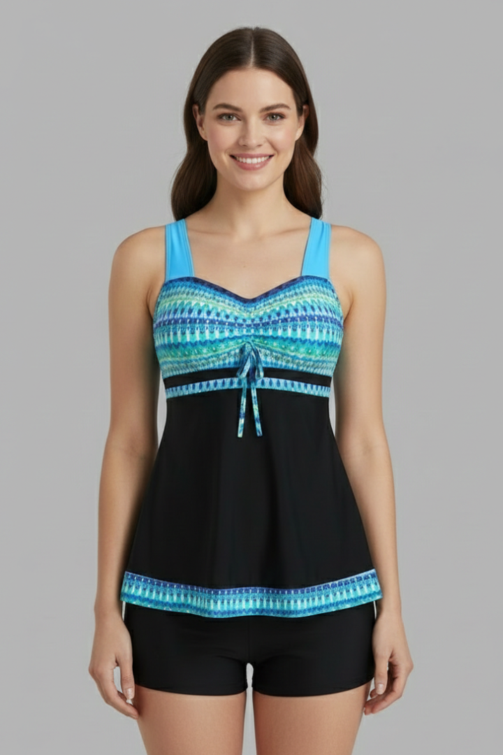 Lucille | Tie Front Tankini Swimsuit Set
