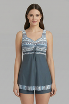 Lucille | Tie Front Tankini Swimsuit Set