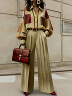 Lucy | Loose Fit Plaid Buttoned Lapel Blouse