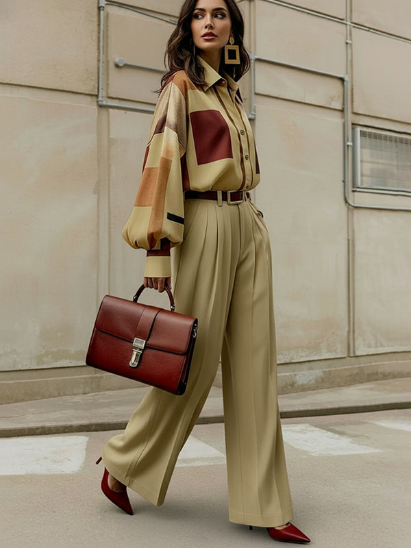 Lucy | Loose Fit Plaid Buttoned Lapel Blouse