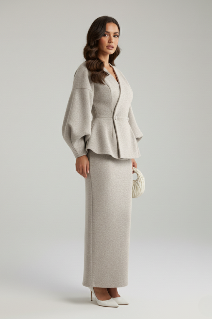 Lucy | Tailored V-Neck Blazer and Skirt Set