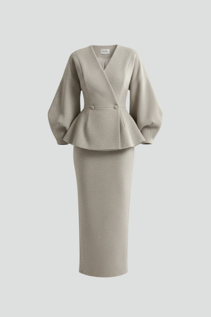 Lucy | Tailored V-Neck Blazer and Skirt Set