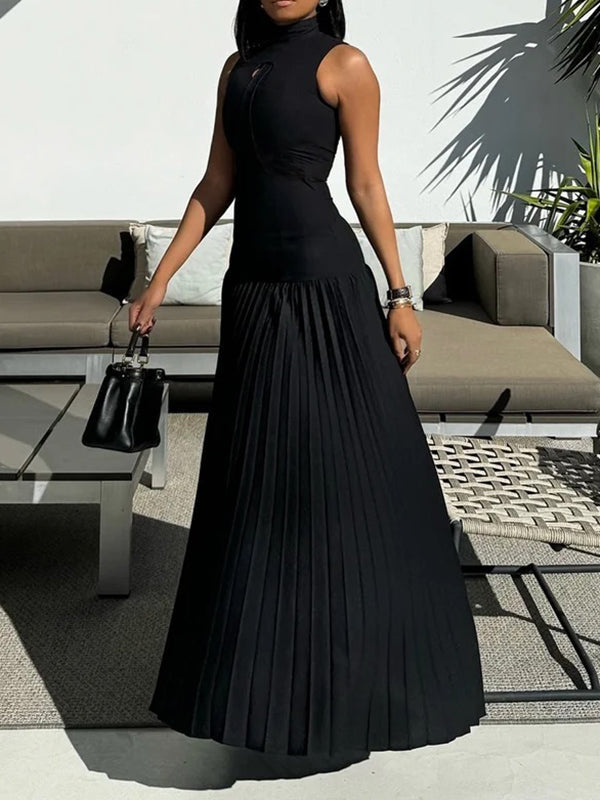 Lyra | Sleeveless Bodycon Mock Neck Maxi Dress