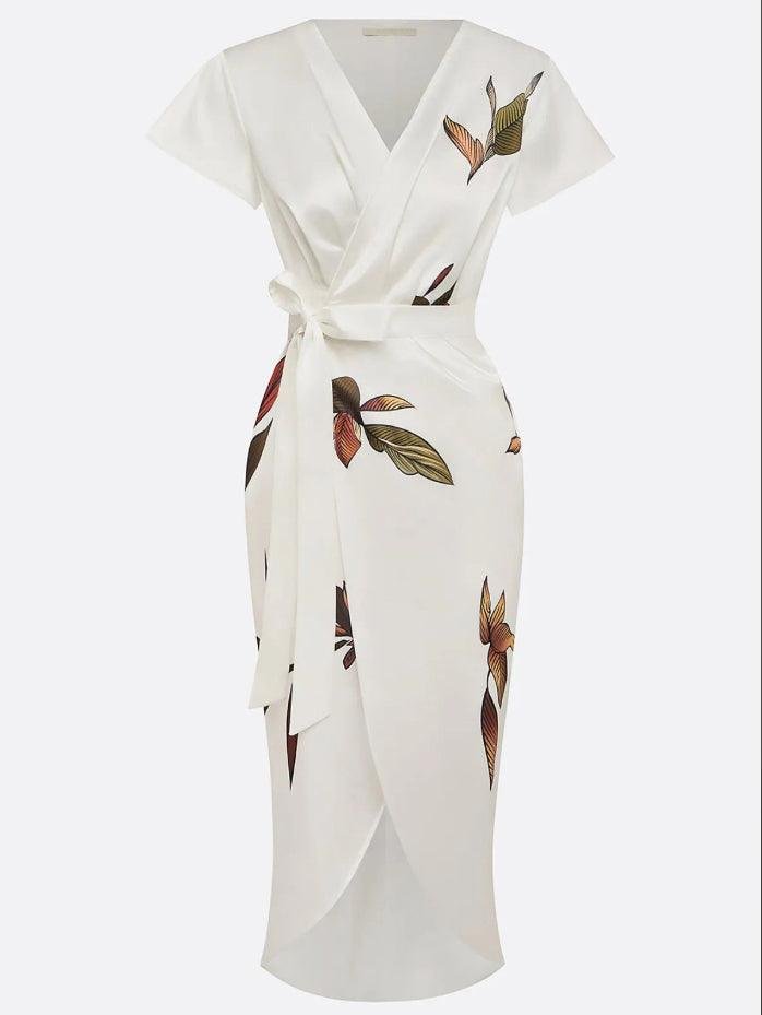 Mabel | Wrap Fit V-Neck Floral Midi Dress