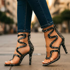 Madeleine | Strappy Snake Print High Heel Sandals