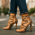 Madeleine | Strappy Snake Print High Heel Sandals