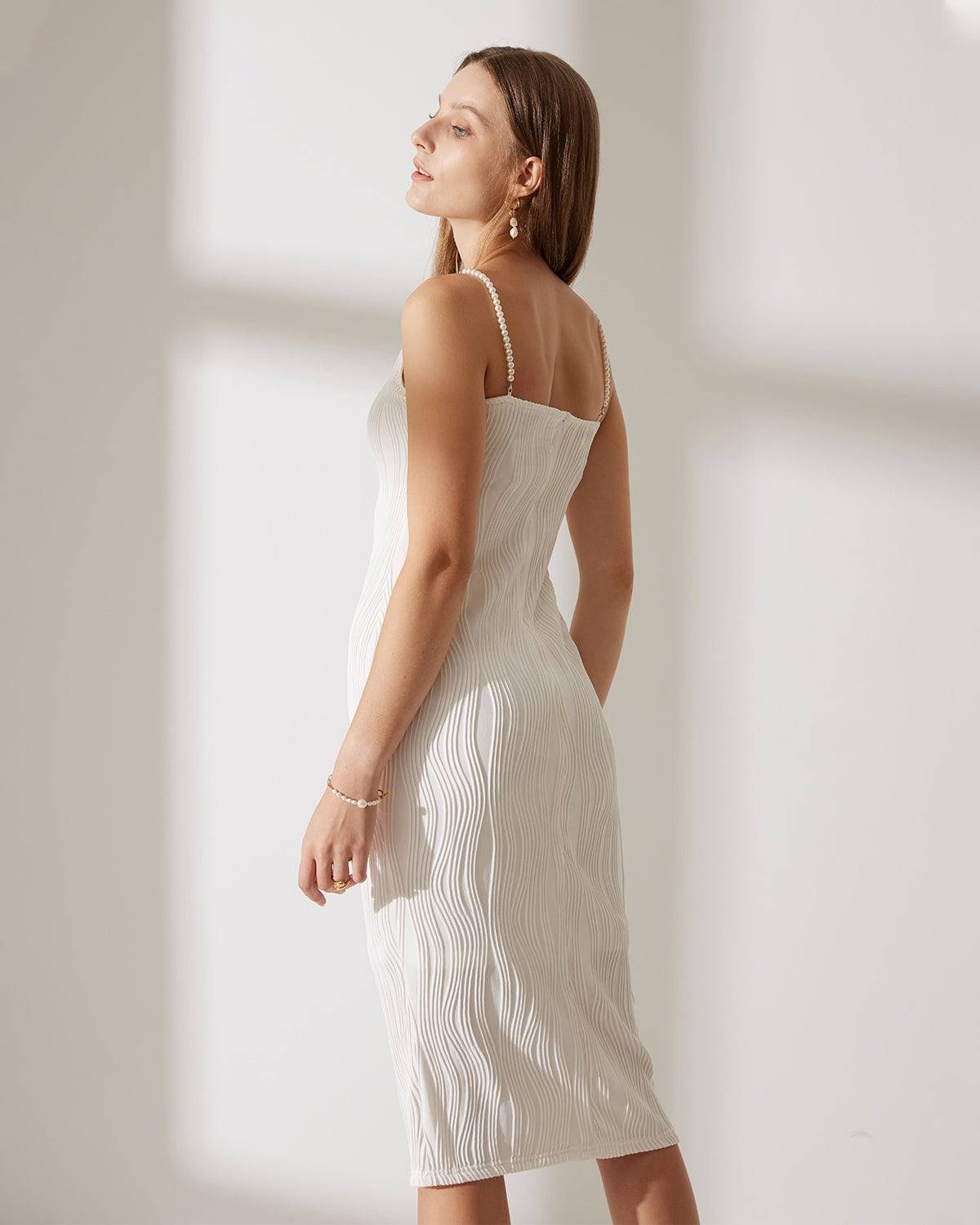 Madeleine | Textured Cami Wedding Guest Midi Dress