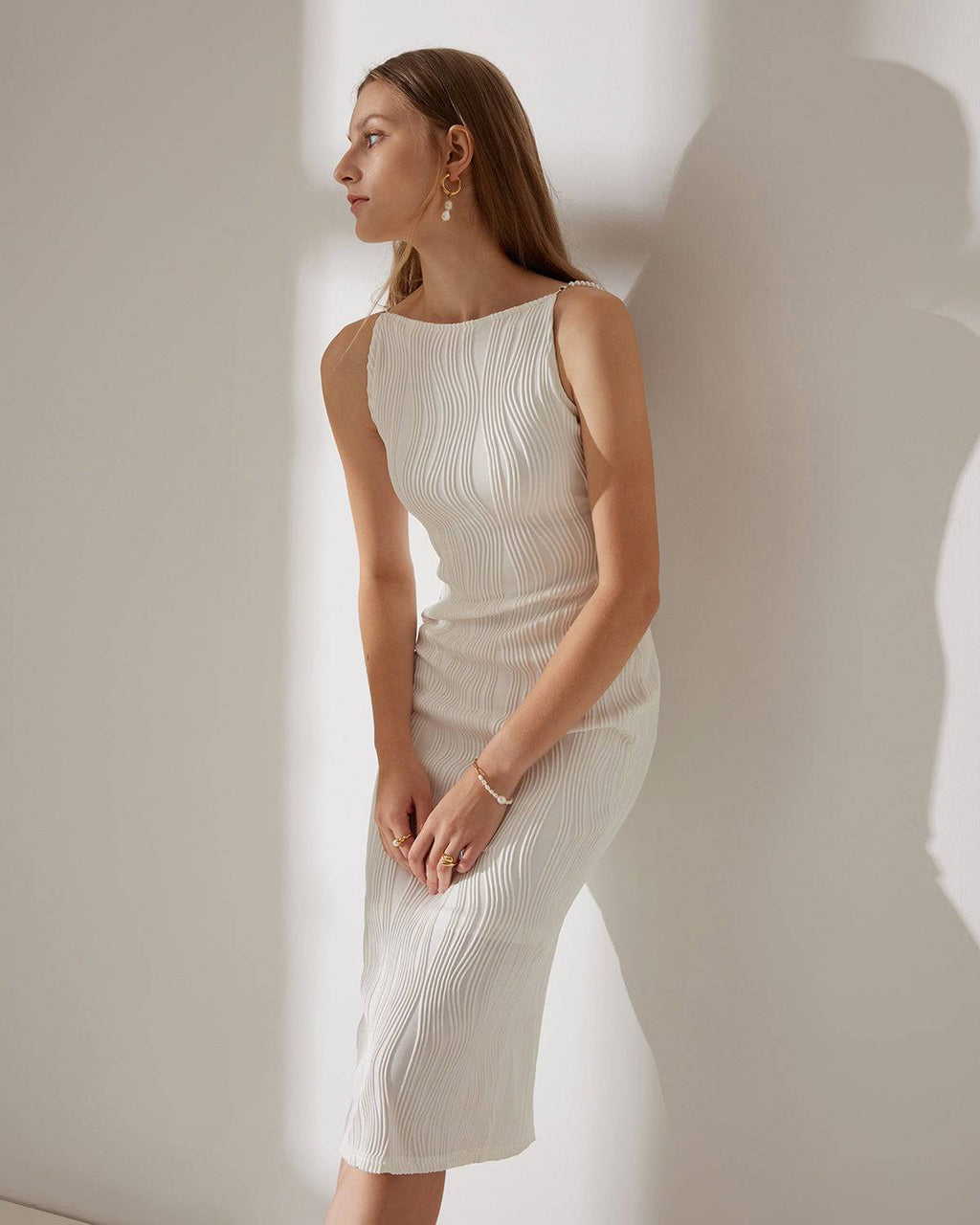 Madeleine | Textured Cami Wedding Guest Midi Dress