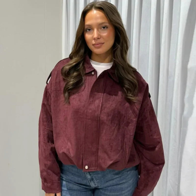 Mallory | Cropped Zip-Up Bomber Jacket