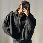 Mallory | Cropped Zip-Up Bomber Jacket