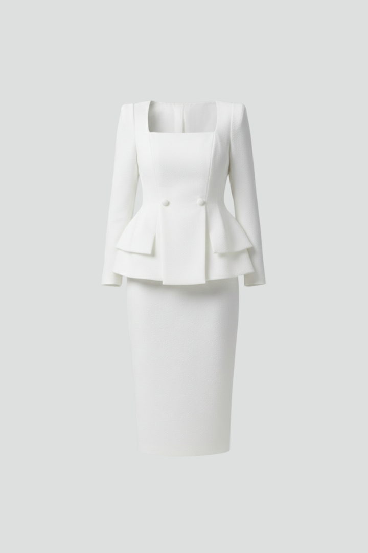 Mallory | Tailored Square Neck Blazer and Skirt Set